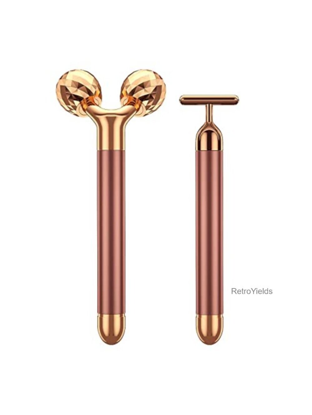 2-in-1 24k Golden Pulse Facial Massager Kit 3D Roller T-Shape Electric